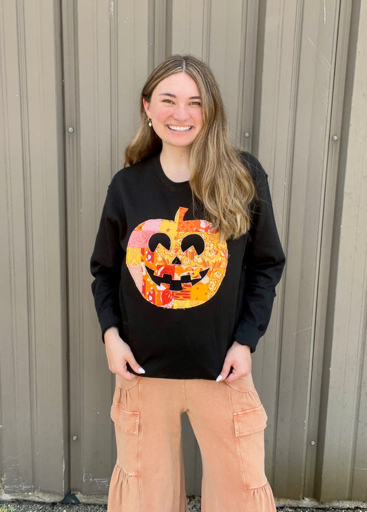 Vintage Stitched Quilt Jack-o-Lantern Crewneck