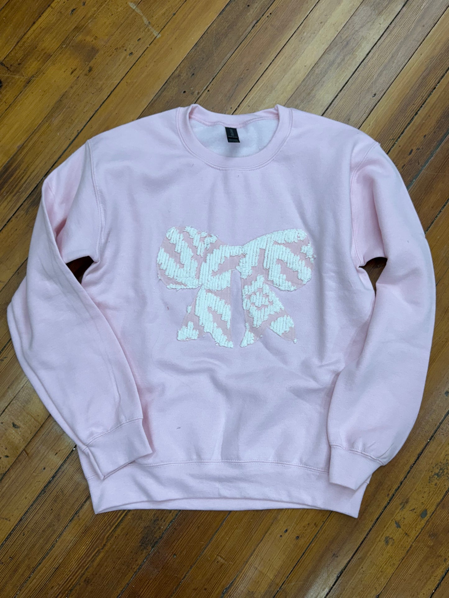 Chenille Bow Sweatshirt - Pink