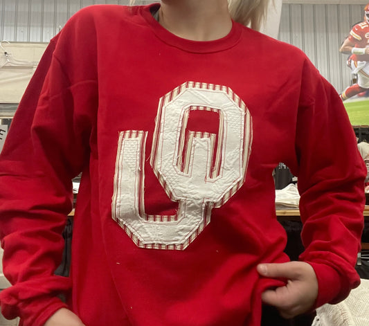 Vintage Stitched OU Sweatshirt - Red