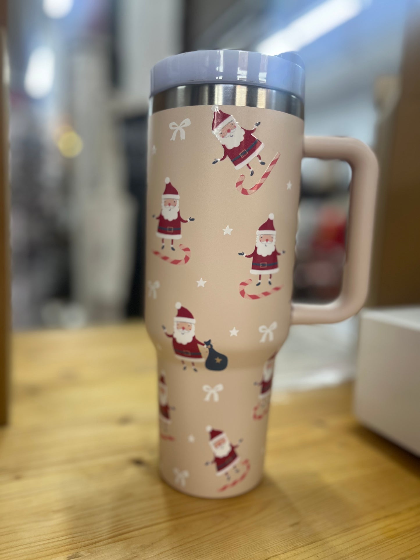 40oz Santa Stainless Steel Tumbler- Off White