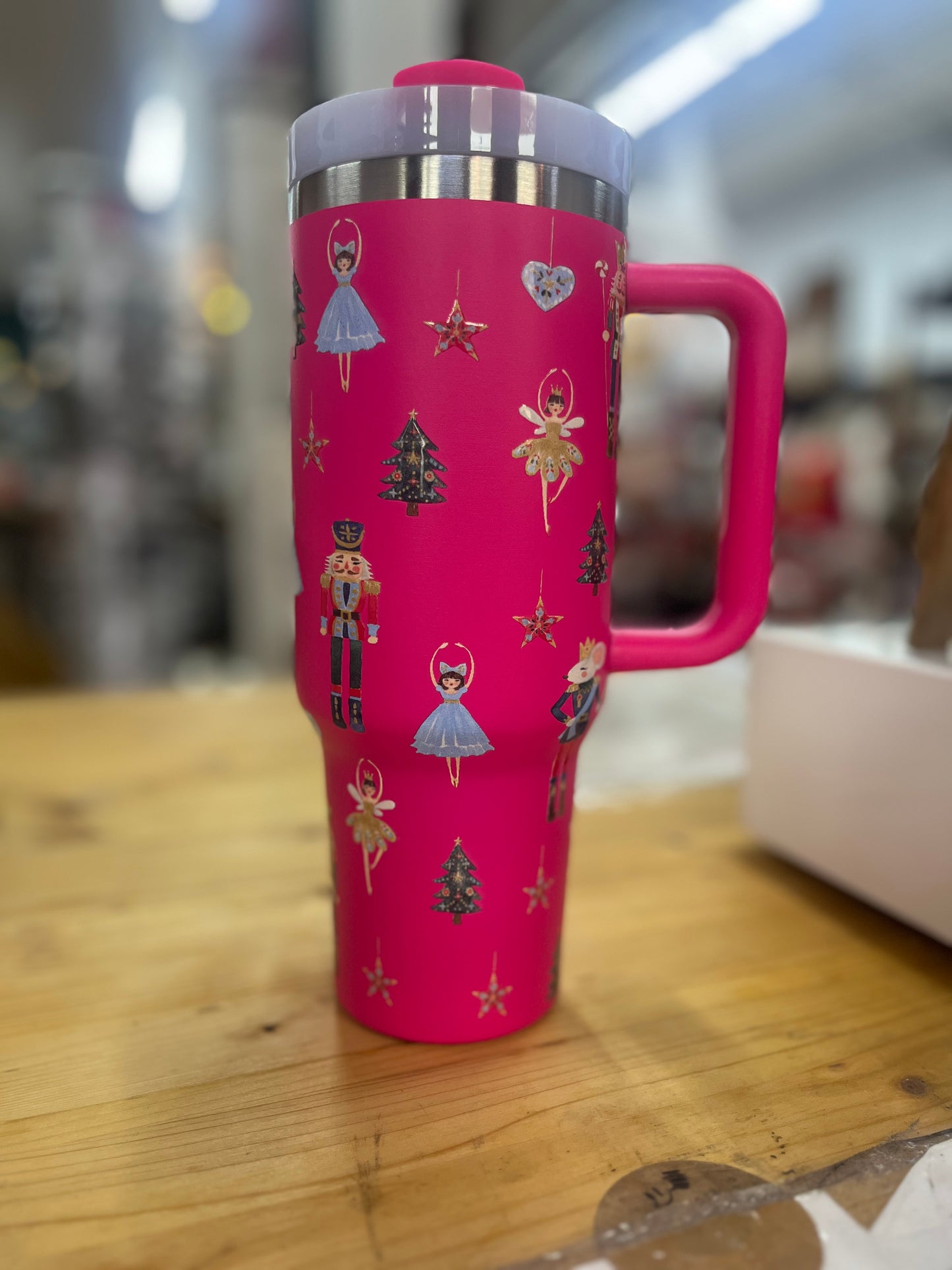 40oz Nutcracker Stainless Steel Tumbler- Fuchsia