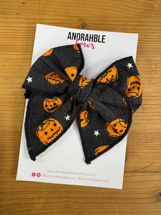 Black Jack-O-Lantern Hair Bow