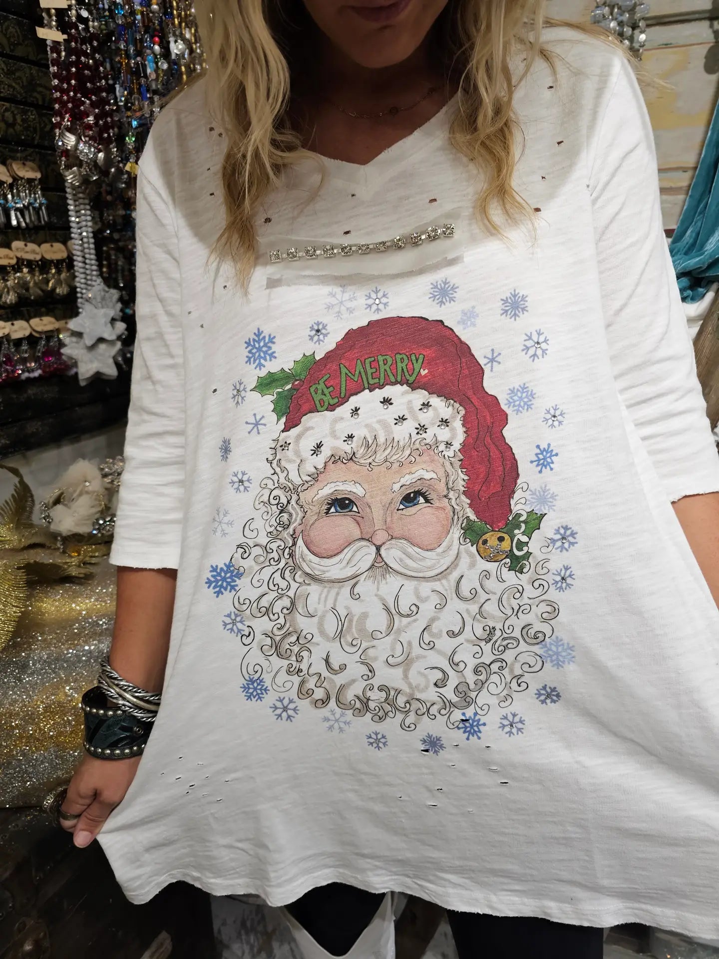 Be Merry Santa Tattered Tee