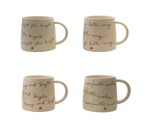 16 oz. Stoneware Mug with Holiday Saying
