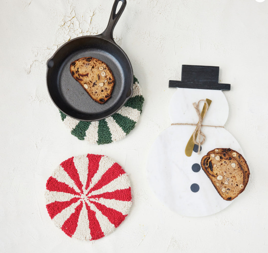 8" Round Cotton Tufted Candy Striped Trivet