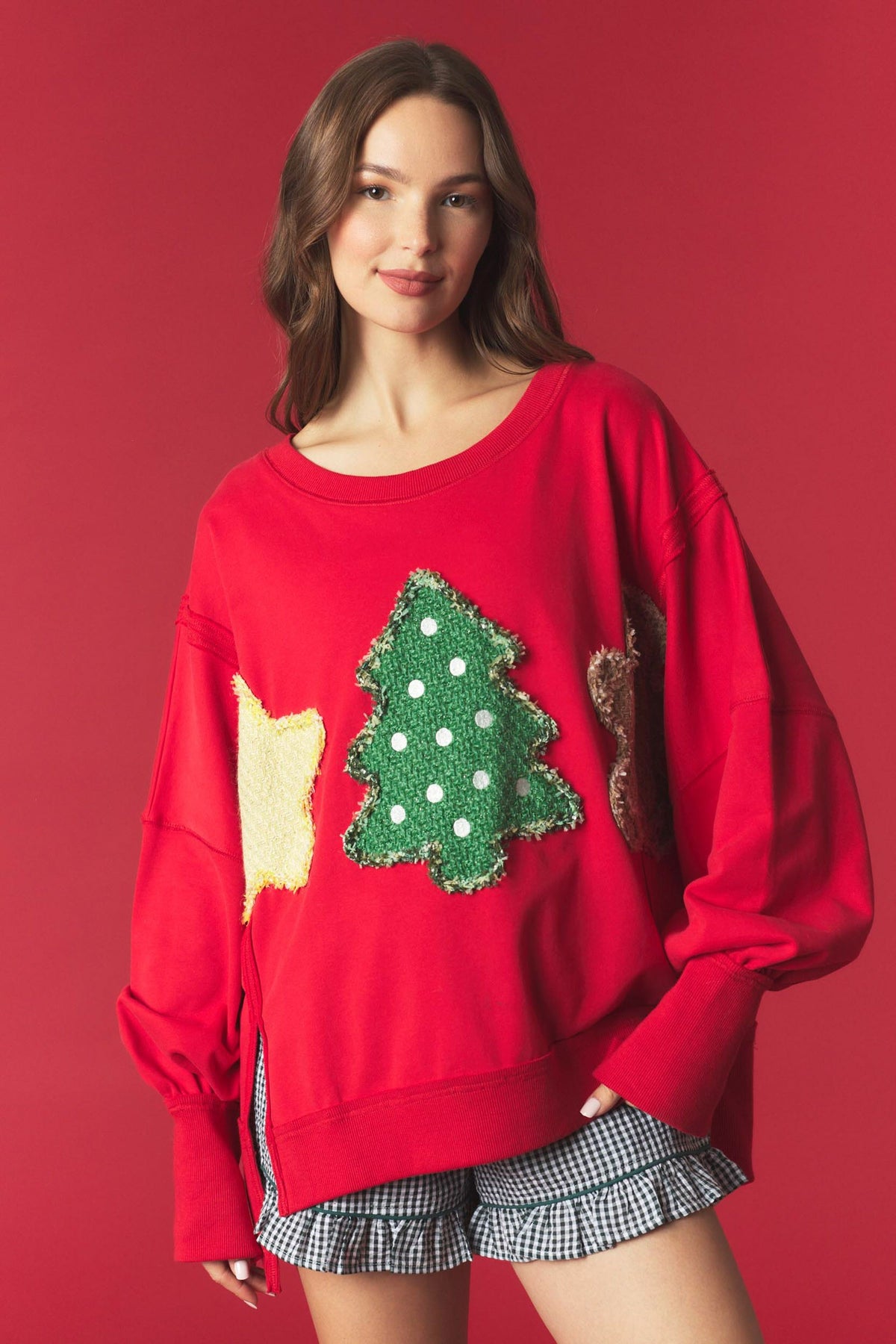 Tweed Christmas Patch Sweatshirt