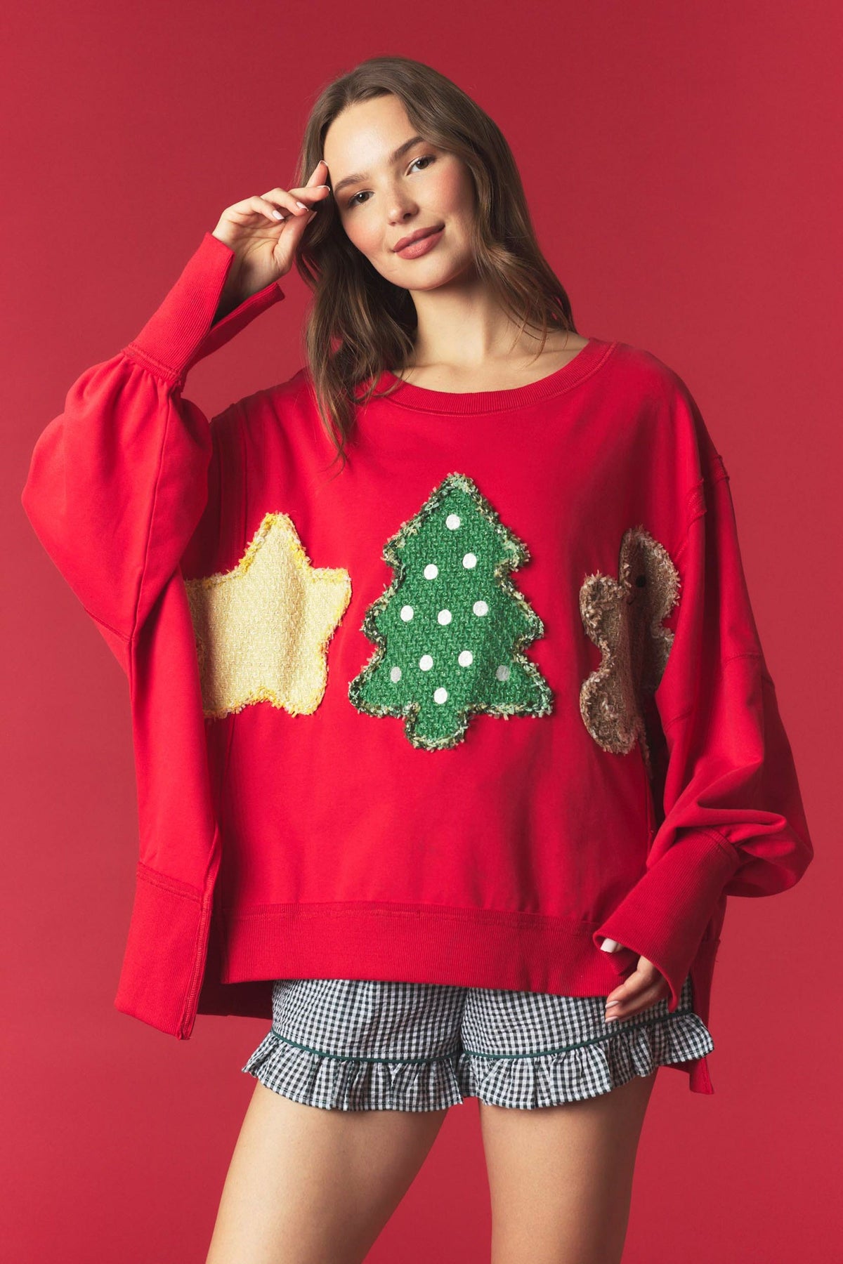 Tweed Christmas Patch Sweatshirt