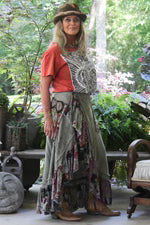 Jaded Gypsy Wander Patch Wrap Skirt - Moss