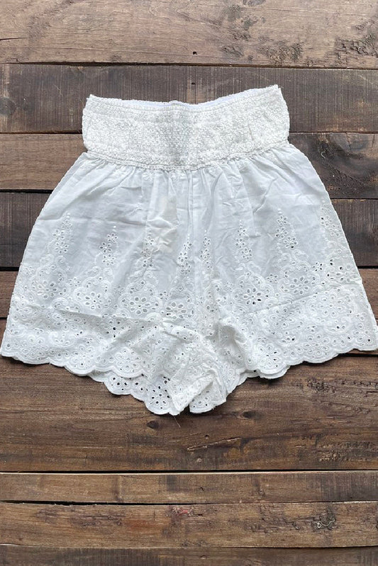 Jaded Gypsy Under Wraps Eyelet Shorts - Parchment