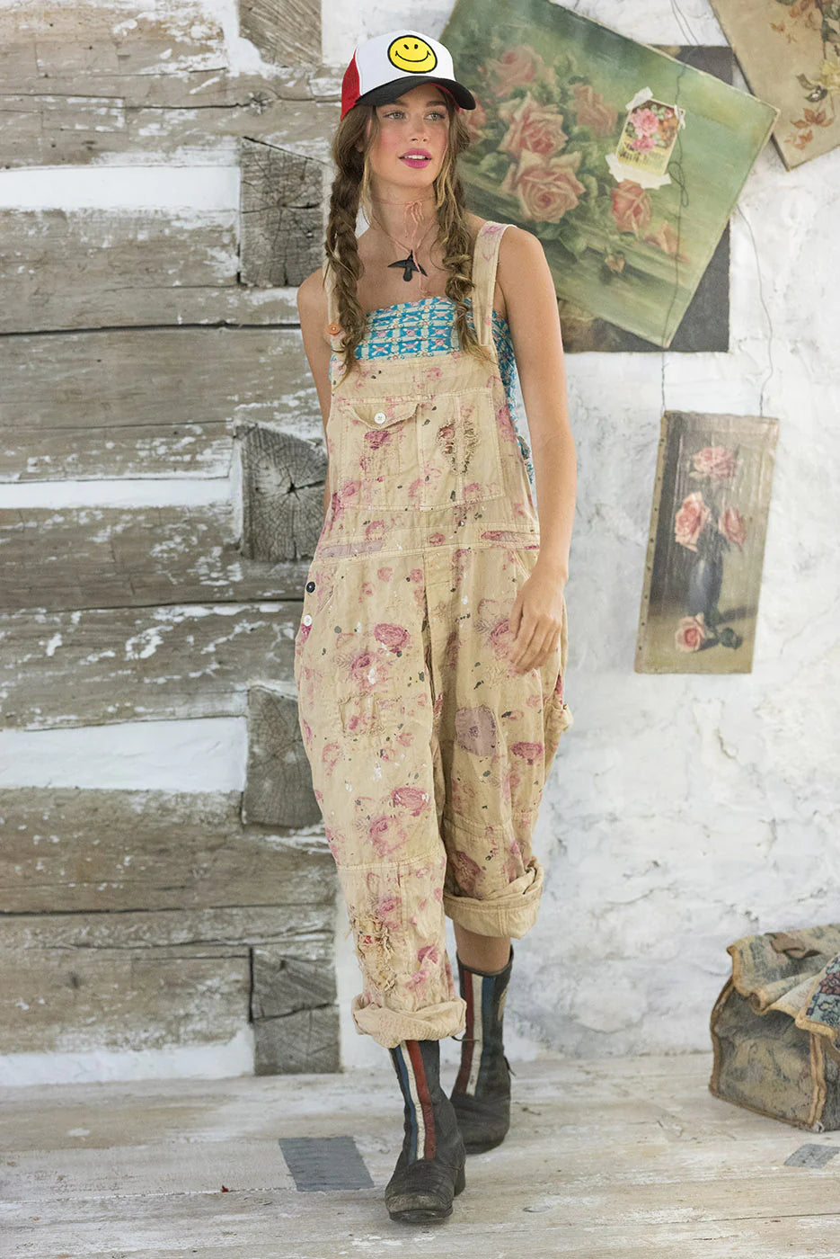 Magnolia Pearl Floral Print Overalls - Orchid Bloom