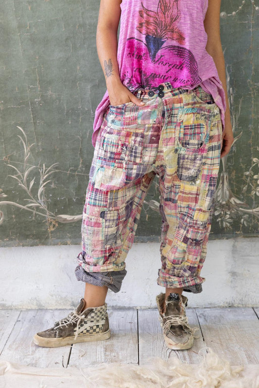 Magnolia Pearl YD Patchwork Miner Pants - Madras Rainbow