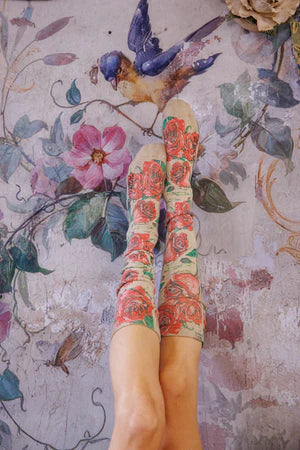 Magnolia Pearl Floral OTK Socks - You Are Roses