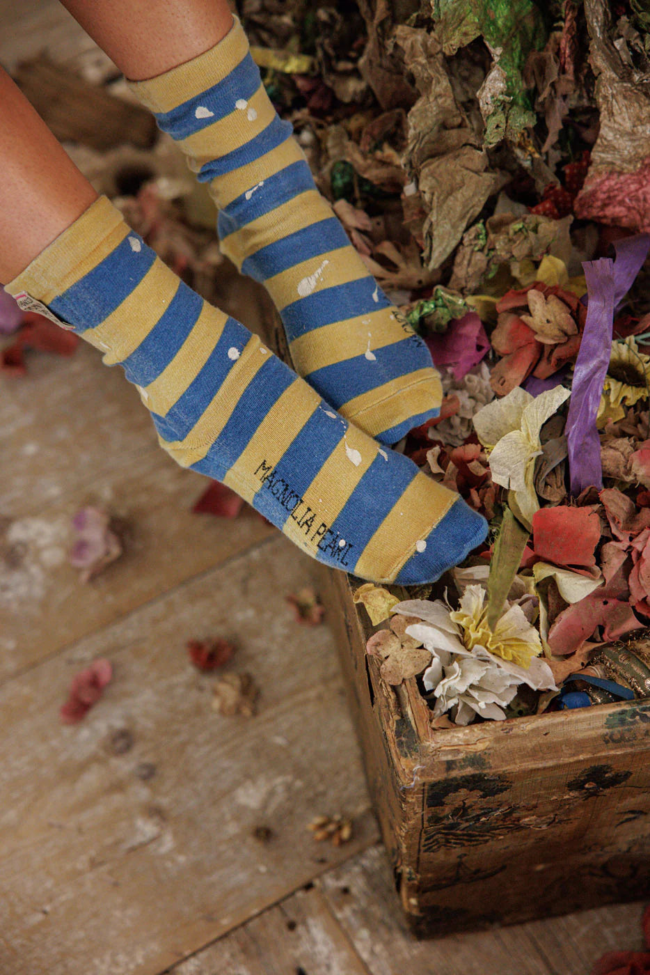 Magnolia Pearl Stripe OTK Socks - Bananas in Pyjamas