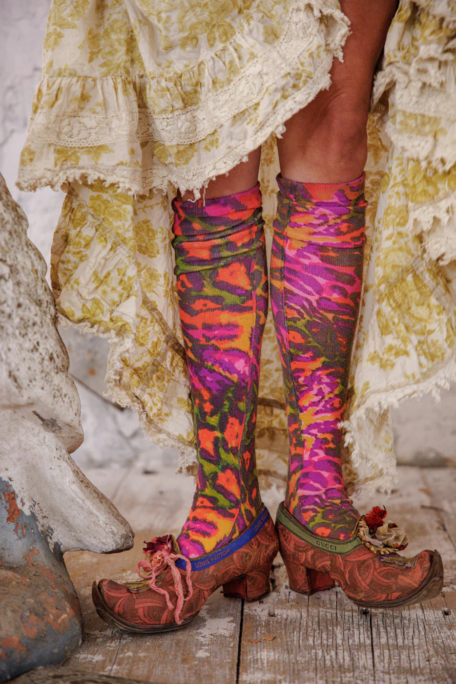 Magnolia Pearl Neon Leopard OTK Socks - Hairband