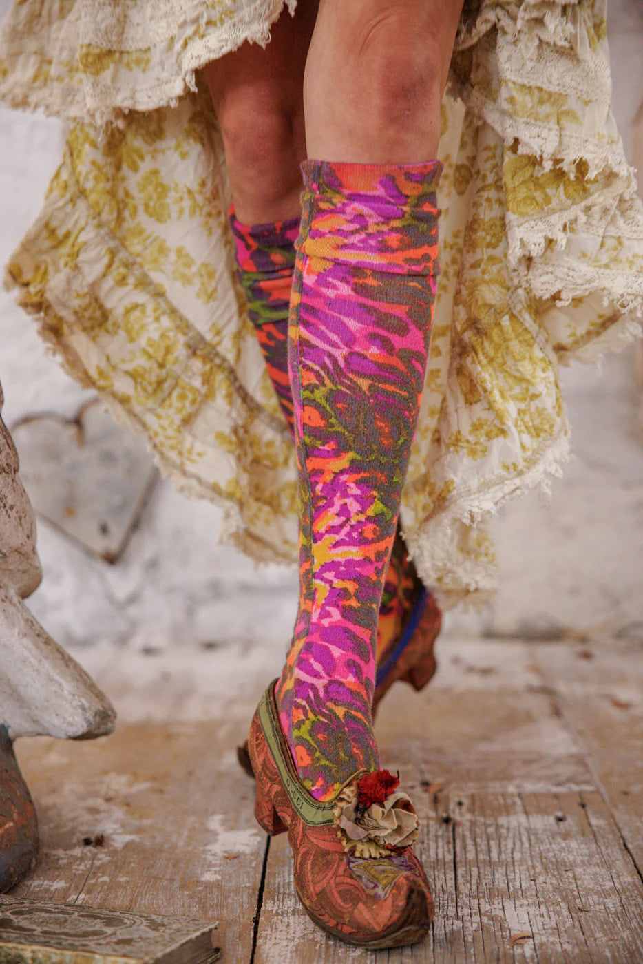 Magnolia Pearl Neon Leopard OTK Socks - Hairband
