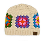 CC Multi Color Crochet Beanie - Beige