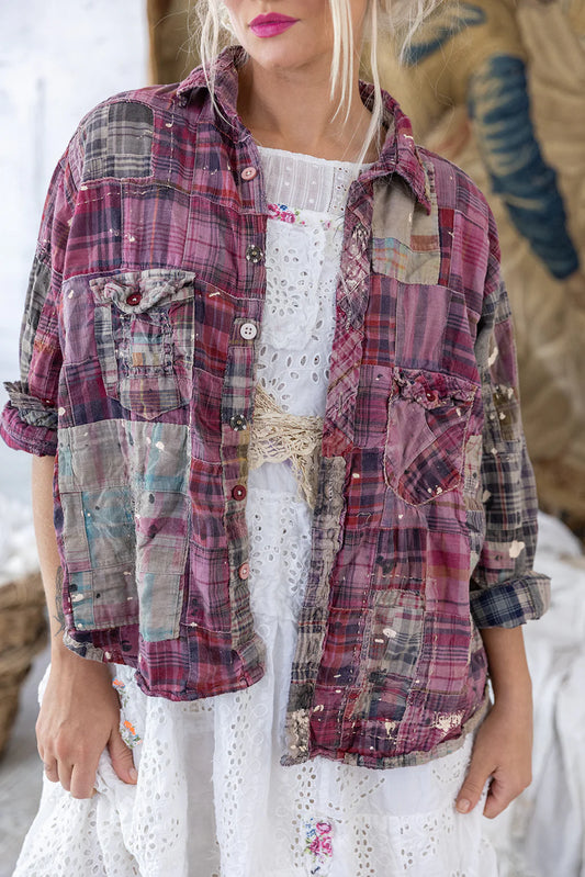 Magnolia Pearl Patchwork Kelly Western Shirt - Madras Pink