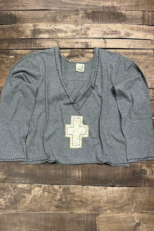 Jaded Gypsy Live Light Top - Charcoal Cross