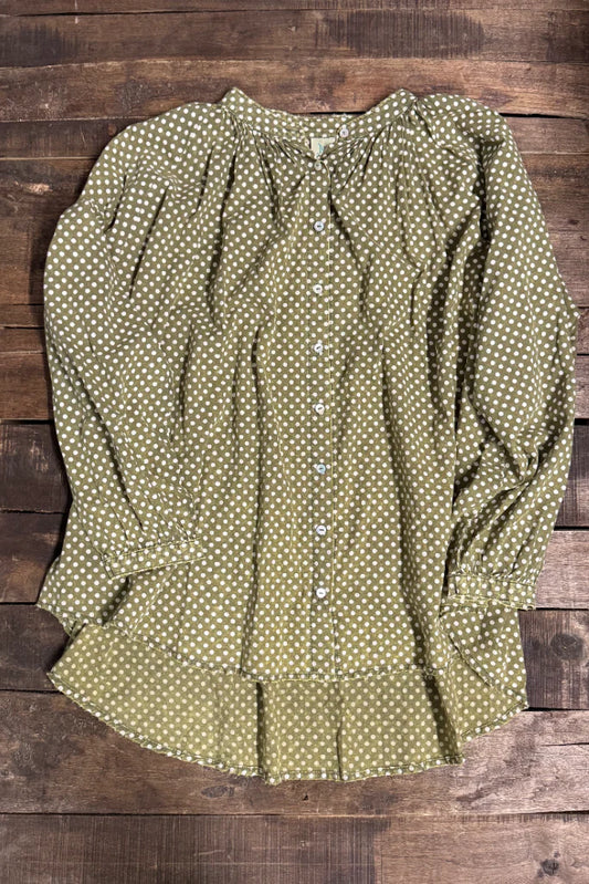 Jaded Gypsy Sweet Nothings Shirt - Olive Dot