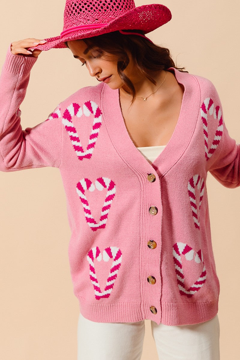 Christmas Candy Cane Sweater Cardigan