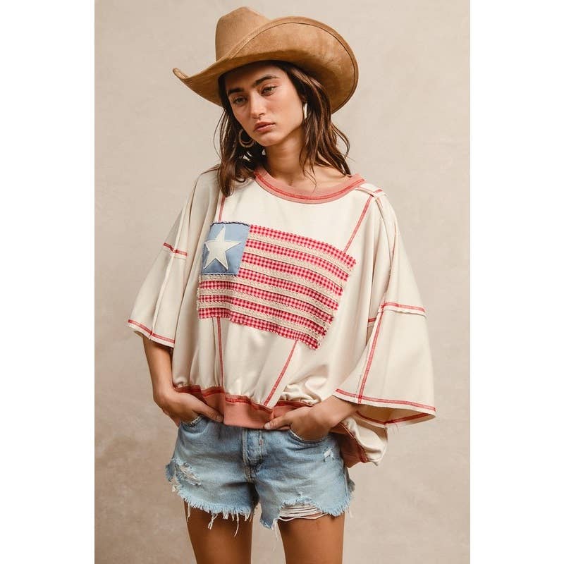 American Flag Patchwork Top