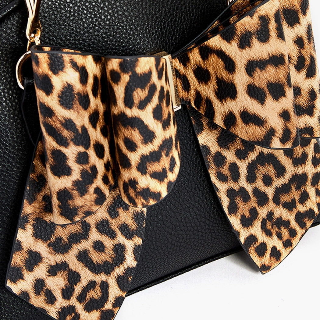 Leopard Top Handle Bow Bag