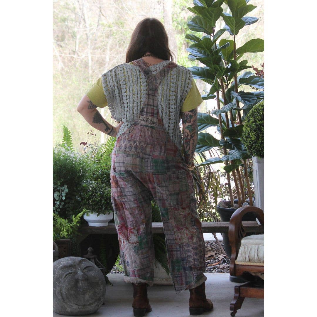Jaded Gypsy Travels Await Overalls - Navy Plaid