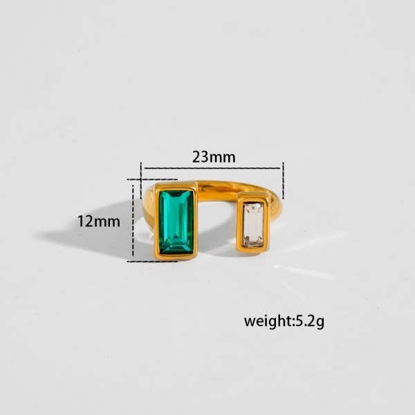 18K Stainless Steel Tarnish Free Rhinestone Ring