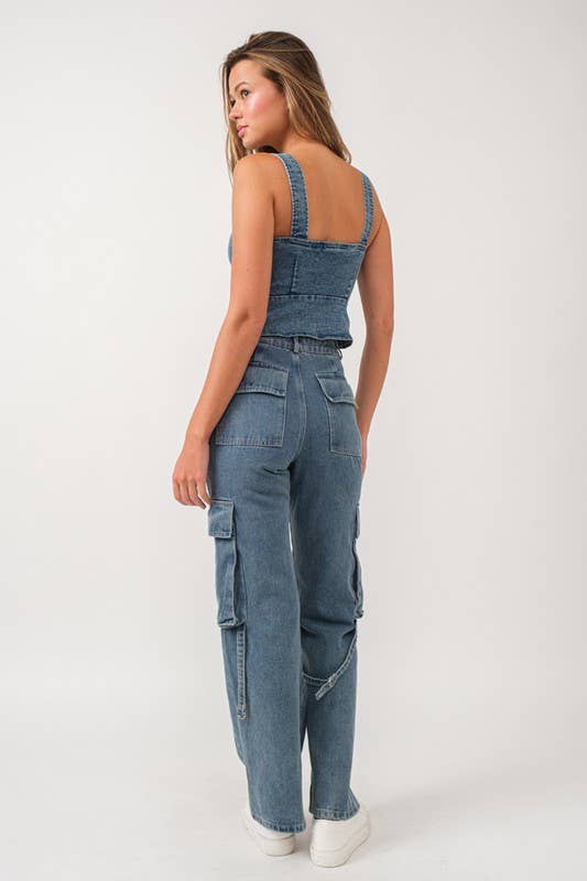 Eloise Front Lace-up Denim Corset Top