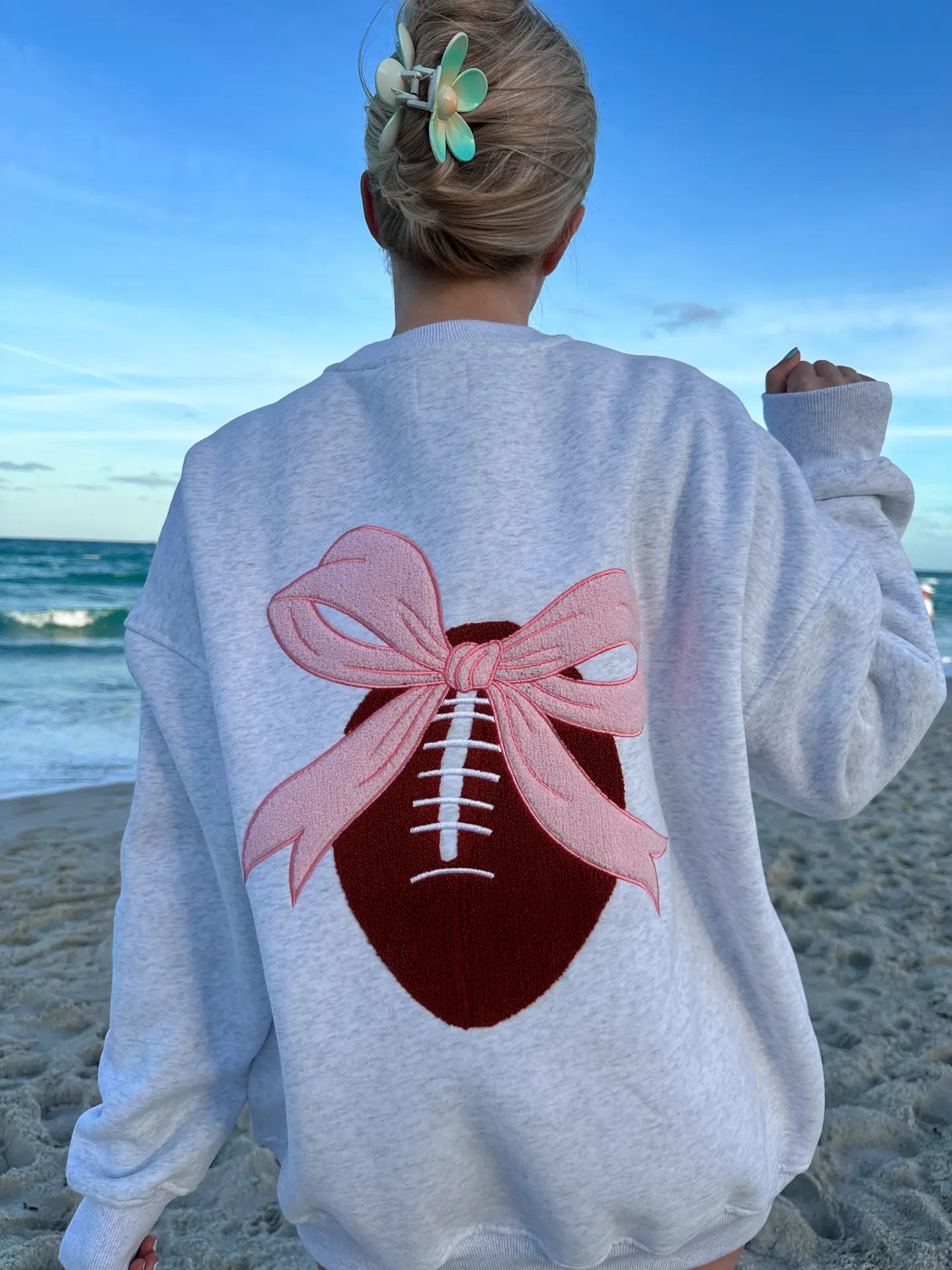 Trendy Game Day Embroidered Patch Sweatshirt