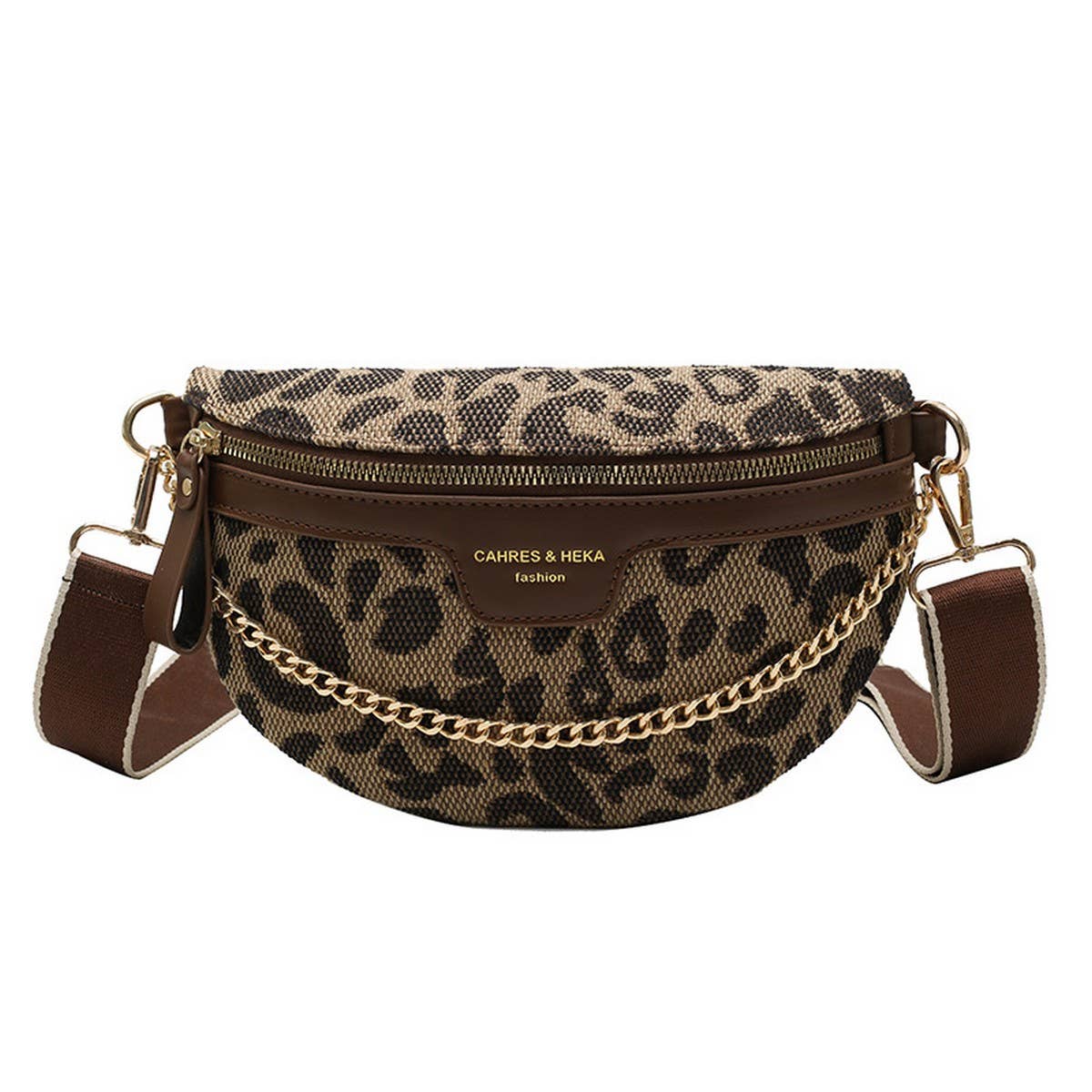Leopard Print Chain Strap Fanny Belt Bag