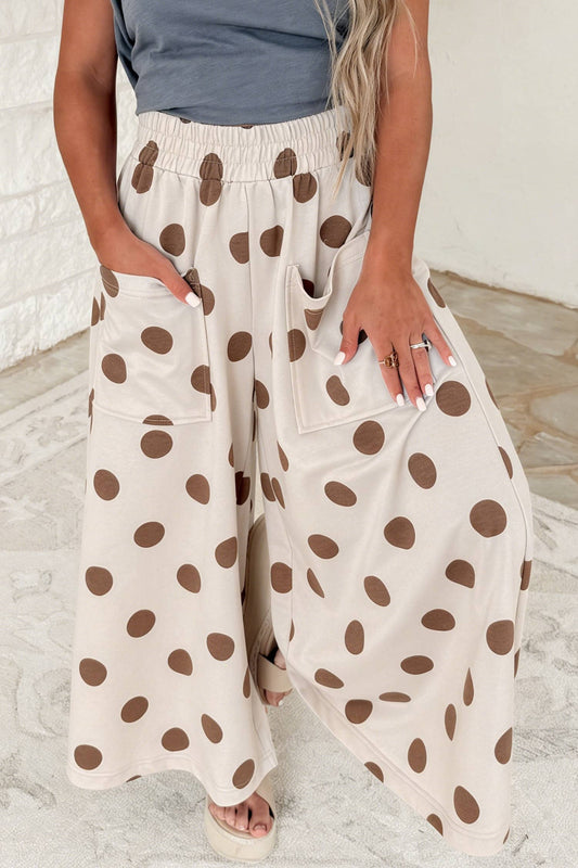 High Waist Polka Dots Full-length Pants