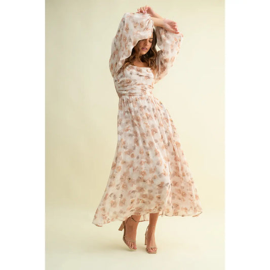 Floral Square Neck Maxi Dress