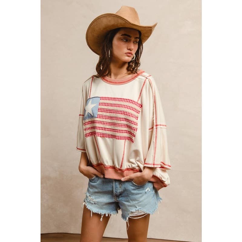 American Flag Patchwork Top