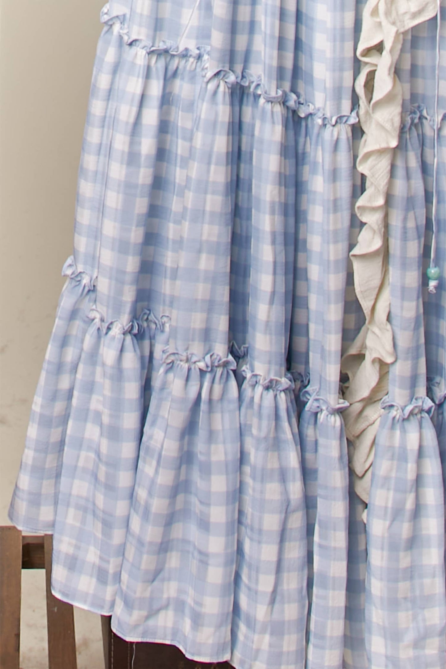 Checker Ruffle Dress Cardigan