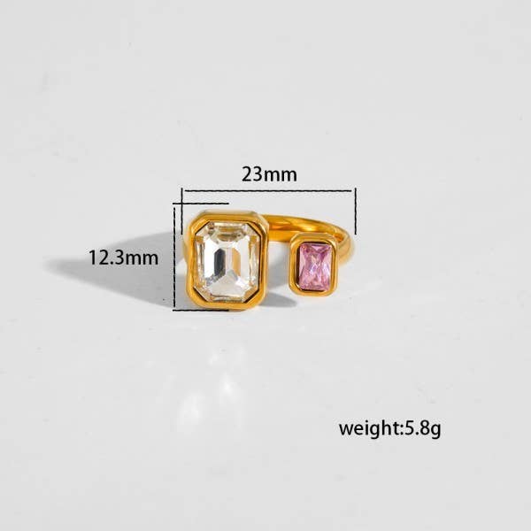 18K Stainless Steel Tarnish Free Rhinestone Ring