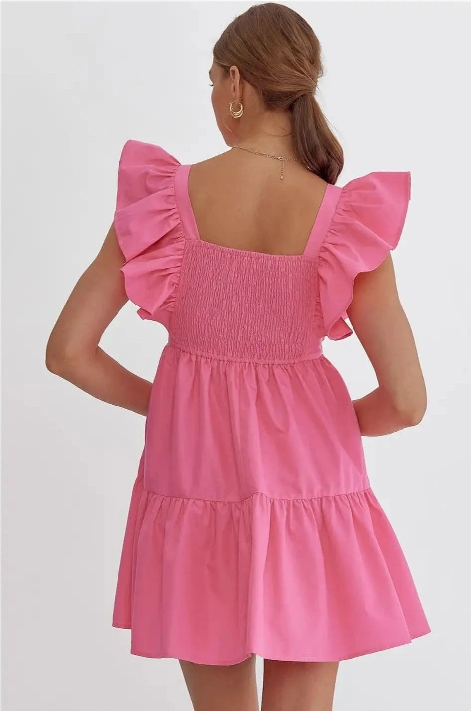 Solid Square Neck Baby Doll Dress