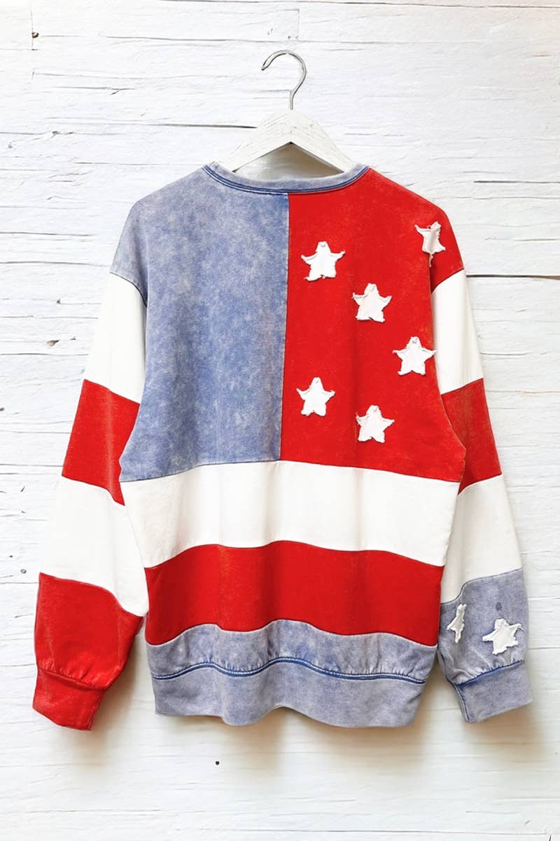 4th of July Mineral Washed American Flag Sweatshirt