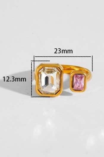 18K Stainless Steel Tarnish Free Rhinestone Ring