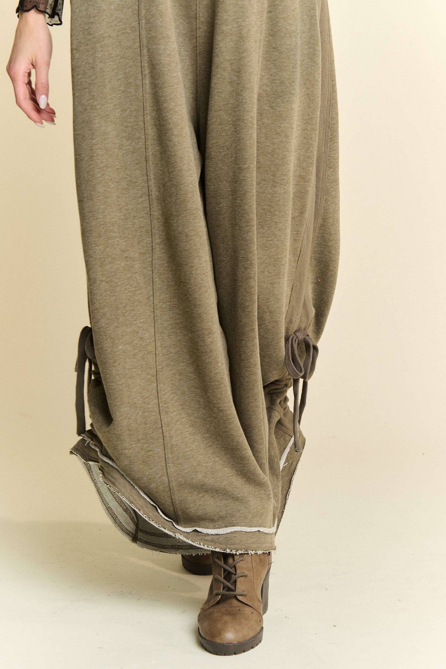 Ribbed Contrast Ruched Side Seam Jumpsuit