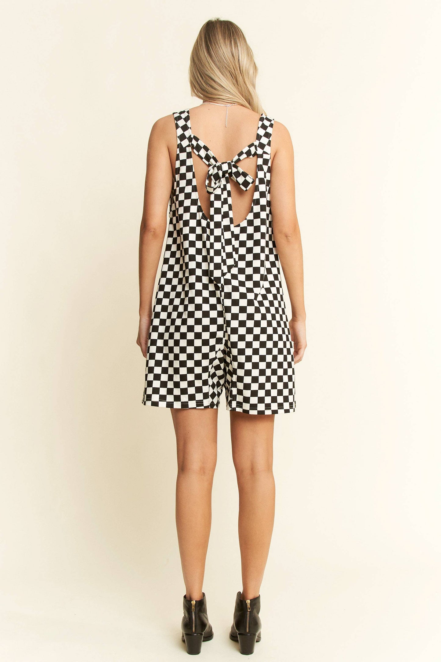 Plaid Print Shorts Romper