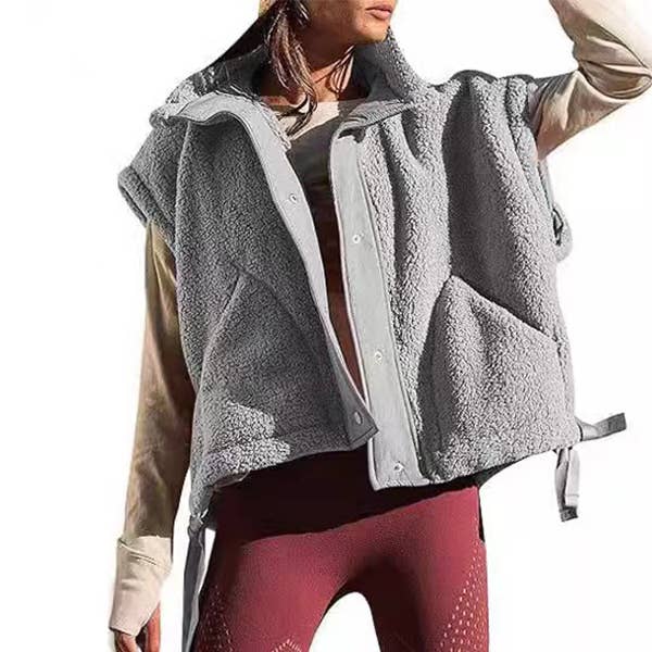 Fleece Button Vest Jacket