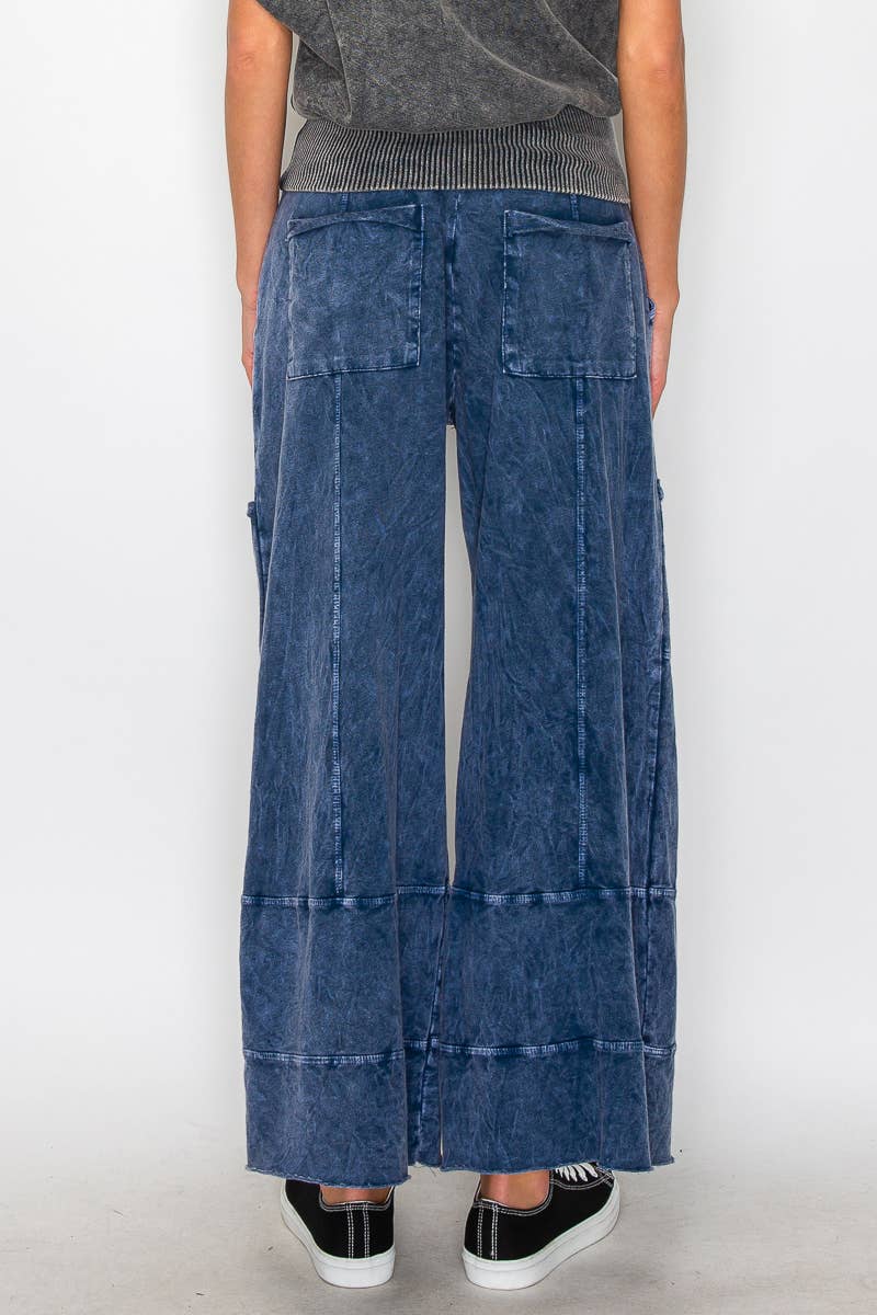 Mineral Wash Wide Leg Cropped Pants
