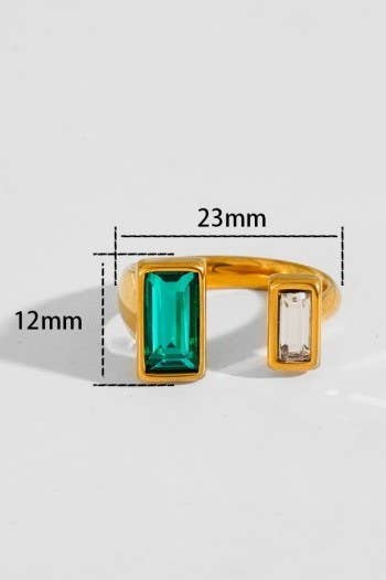 18K Stainless Steel Tarnish Free Rhinestone Ring