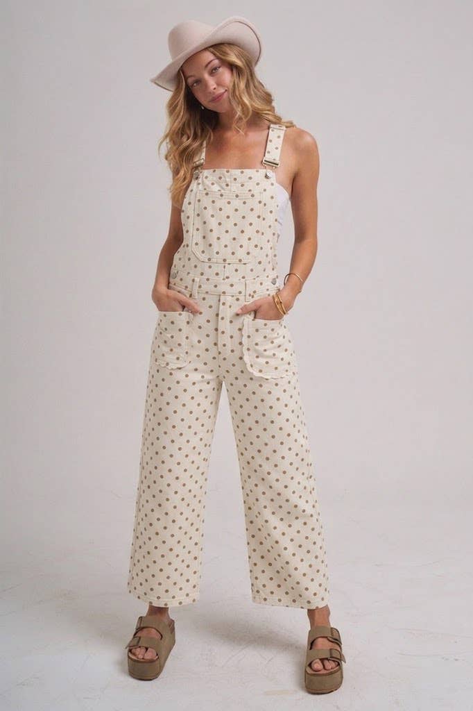 Polka Dot Jumpsuit with Scalloped Front Pockets