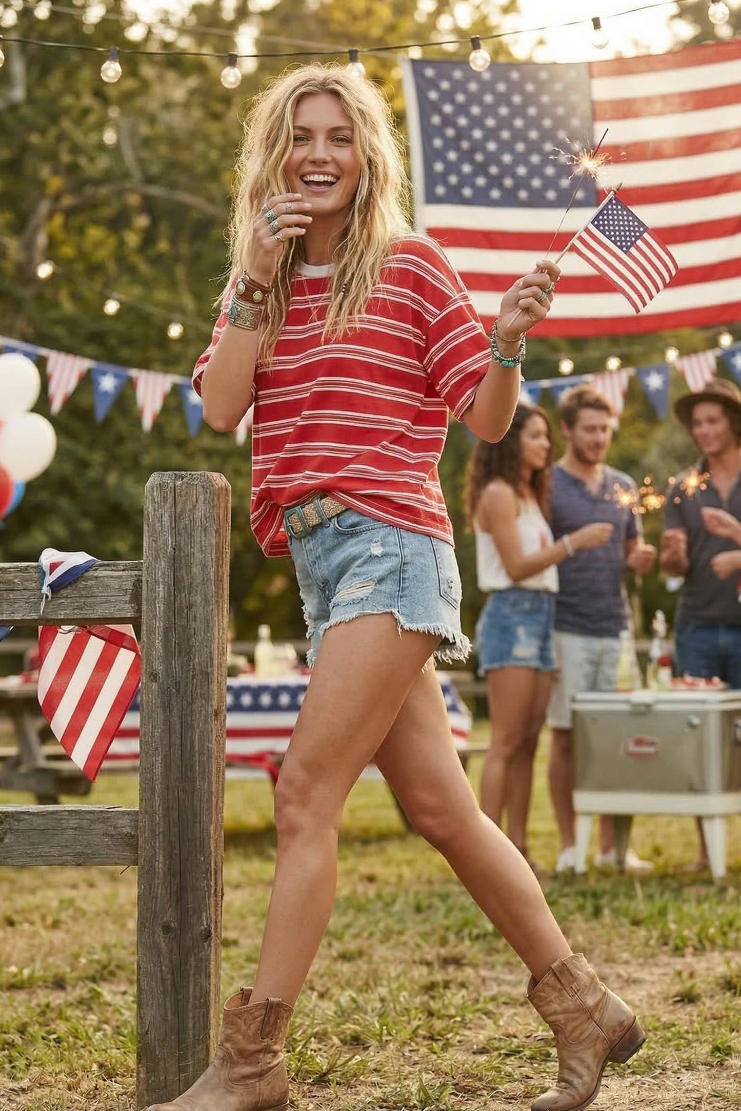 Americana Striped Oversized Tee
