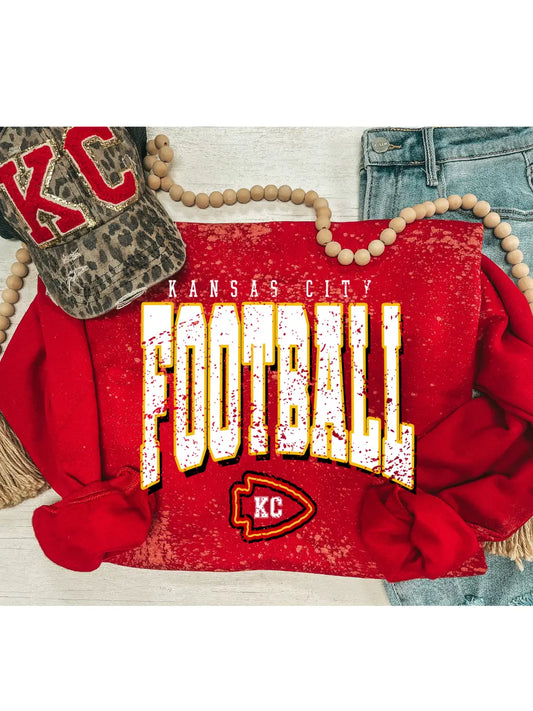 Kids Kansas City Football Distressed Red Sweatshirt