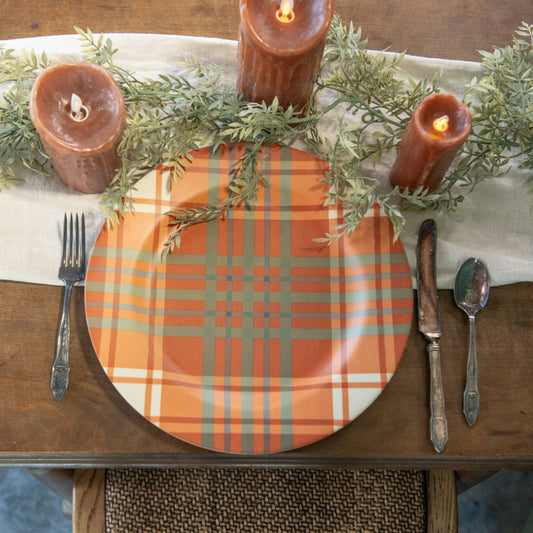 Orange & Green Plaid Charger