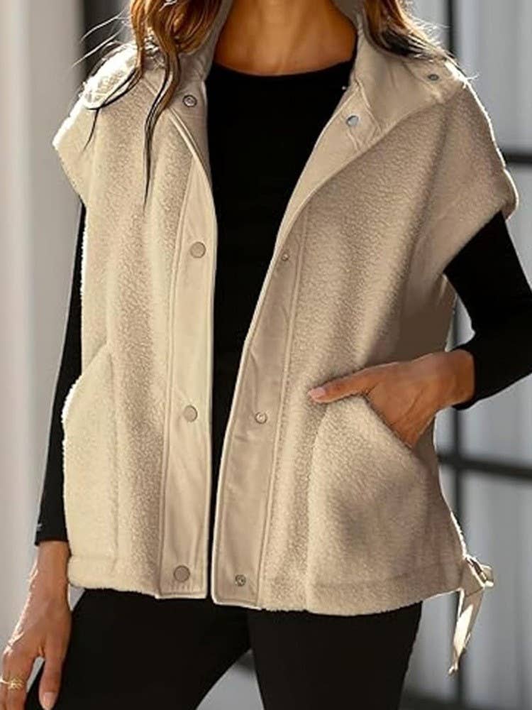 Fleece Button Vest Jacket