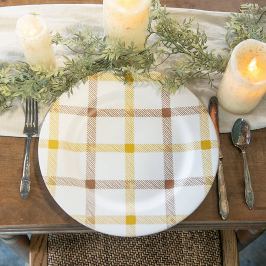 Cream Plaid Charger